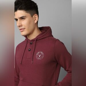 Allen Solly Burgundy Hooded Sweatshirt